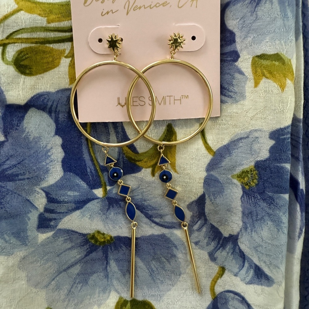 Jules Smith Gold and Blue Dangle Earrings